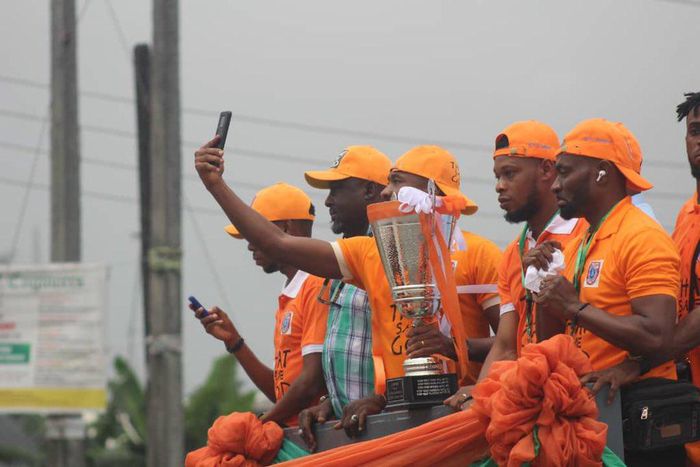 kwa United hold trophy parade in Uyo (Twitter/Pooja Media)