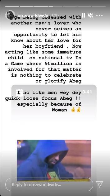 Orezi expresses his irritation over Saga's reaction to Nini's absense.