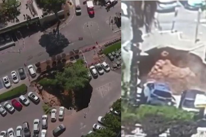Sinkhole collapses in Jerusalem hospital’s parking lot & swallowed many parked cars