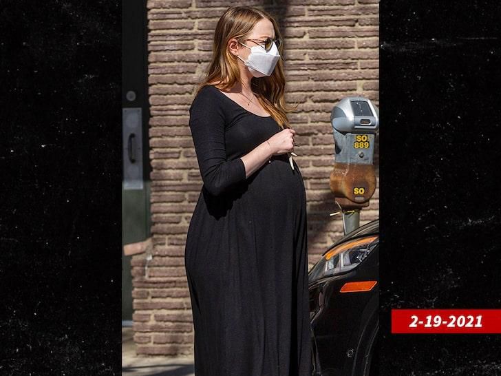 American actress Emma Stone a month before welcoming her baby [TMZ]