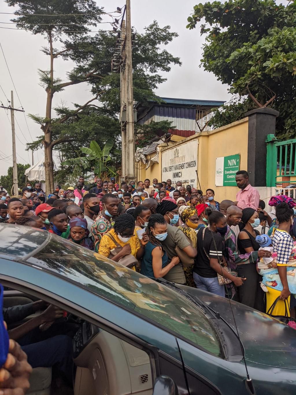 An overcrowded NIMC office in Ikeja, Lagos ( Pulse)