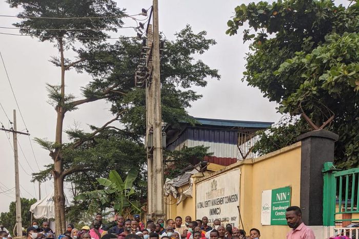 An overcrowded NIMC office in Ikeja, Lagos ( Pulse)