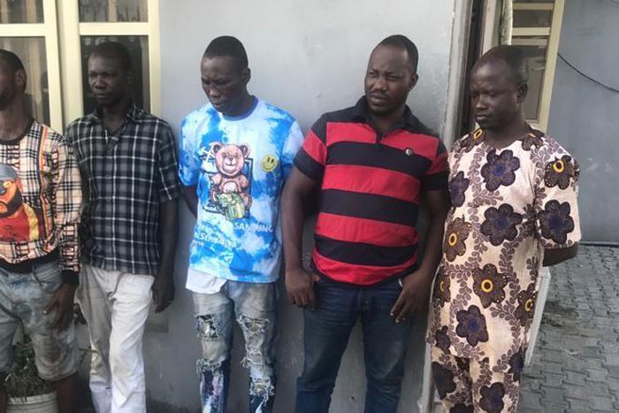 The suspects arrested with items from the China Construction Engineering Company (CCEC) [LSPC]