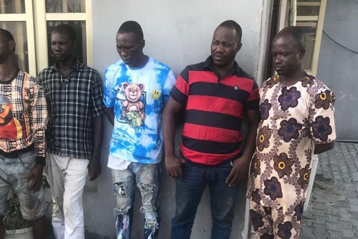 The suspects arrested with items from the China Construction Engineering Company (CCEC) [LSPC]