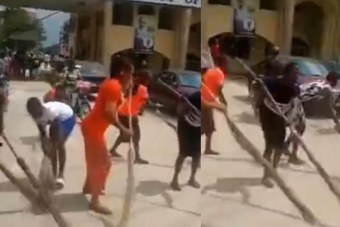 Happy Polytechnic students sweep school’s main gate to celebrate Rector’s exit (video)