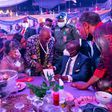 Yeni Kuti flanked by her brother Seun Kuti and his wife, Governor Babajide Sanwo-Olu and Femi Kuti [TSB]