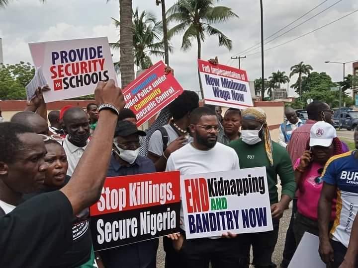 Protesters at the march in Lagos [Punch]