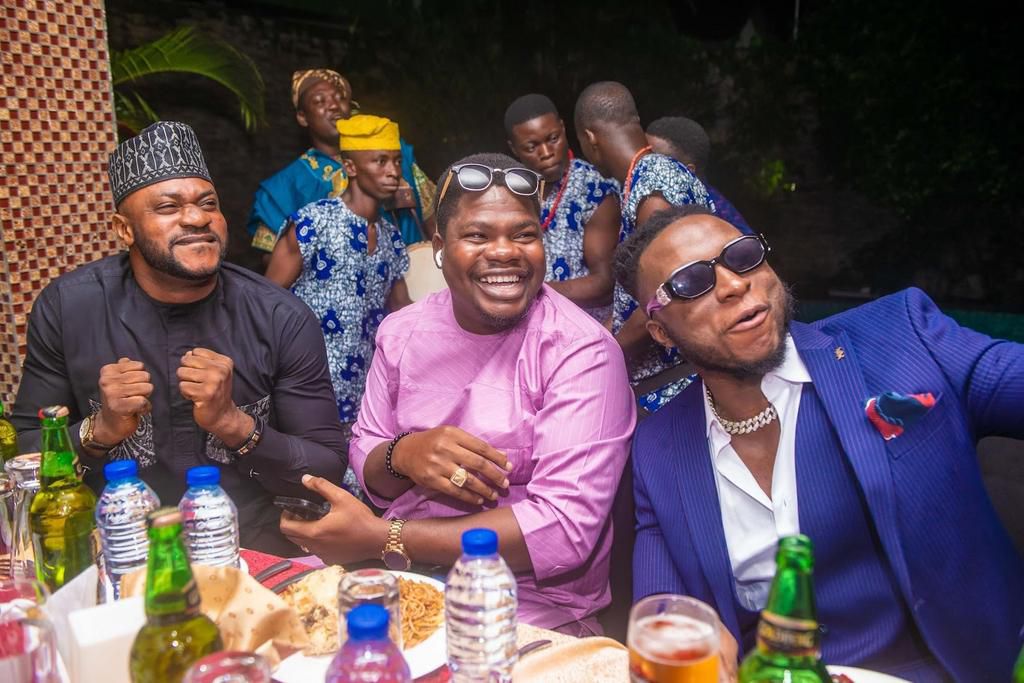 DJ Kaywise, Mr Macaroni step out to show support as Odunlade Adekola renews contract with Goldberg Lager Beer