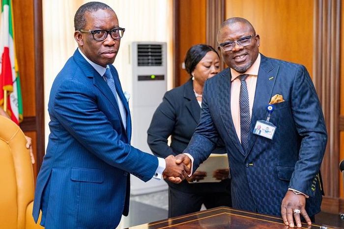 Governor Ifeanyi Okowa of Delta State and the Speaker of teh state's House of Assembly Rt Hon Sheriff Oborevwori (Summit Nigeria)