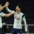 Son Heung-min (R) celebrates with Eric Dier after scoring for Tottenham