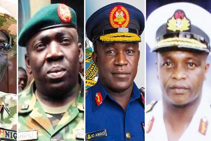 President Muhammadiu Buhari meets new service chiefs at Aso Villa (Punch)