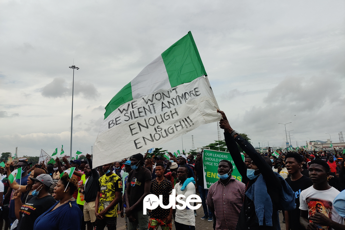 #EndSARS protesters at Lekki Toll Gate, Lagos