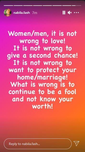 Nabila Fash writes about her rocky marriage to Oritsefemi [Instagram/NabilaFash]