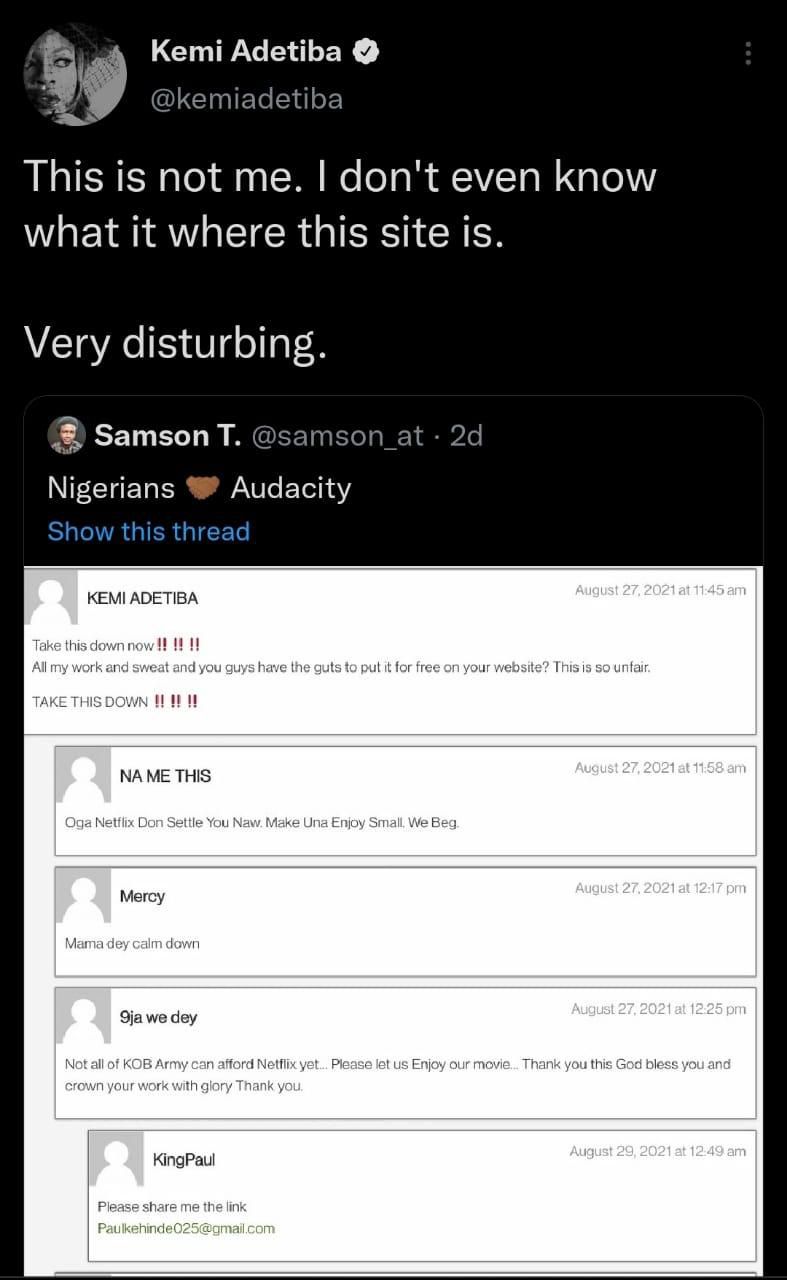 Kemi Adetiba tweet [Twitter]