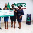 L:R: Accountant, Amber Drinks Ltd, Olawale Amusiru; Ass. Head of Sales, Amber Drinks Ltd, Korede Omole; Amber Energy In Your Hustle Challenge winner, Lotanna Odiyi; Head of Sales, Amber Drinks Ltd,Temitope Adetiba and Legal Officer, Amber Drinks Ltd, O...