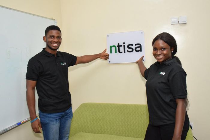 L-R: Precious Amadi, Product Specialist, and Queen Nwadike, Customer Support all of Ntisa Limited at the launch of ntisa, Retail Management Solution for Every Small Business in Lagos.