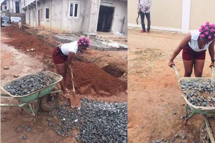 Man takes female friend to construction site & used her as labourer after she asked for money