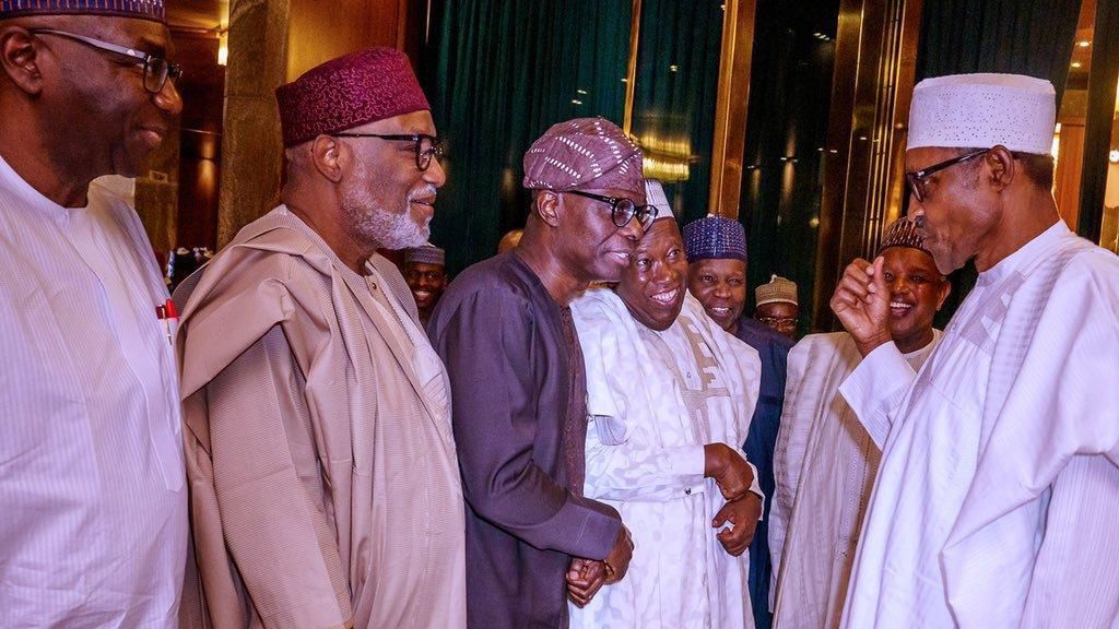 President Muhammadu Buhari (right) with APC governors (image used as illustration) [Presidency]