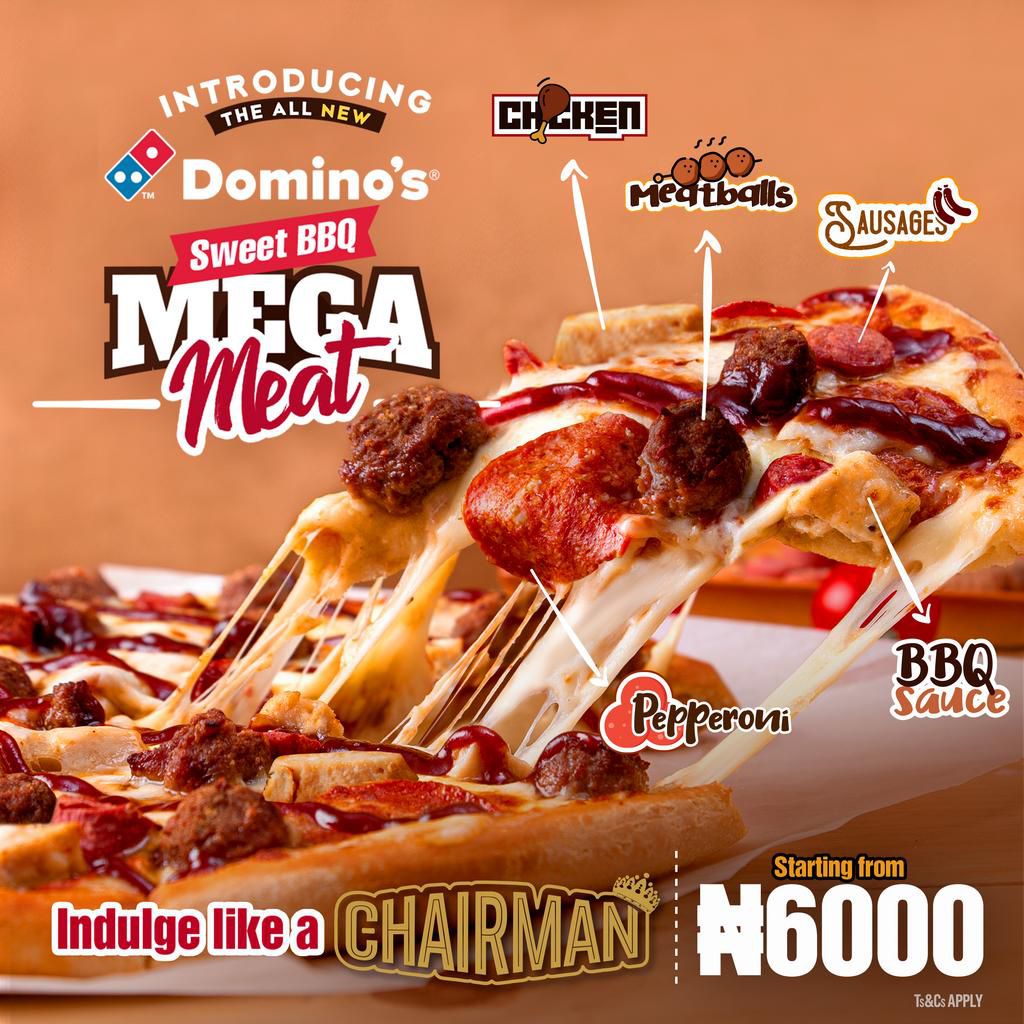 Indulge like a chairman this Christmas with the new Domino's Sweet BBQ Mega Meat Pizza