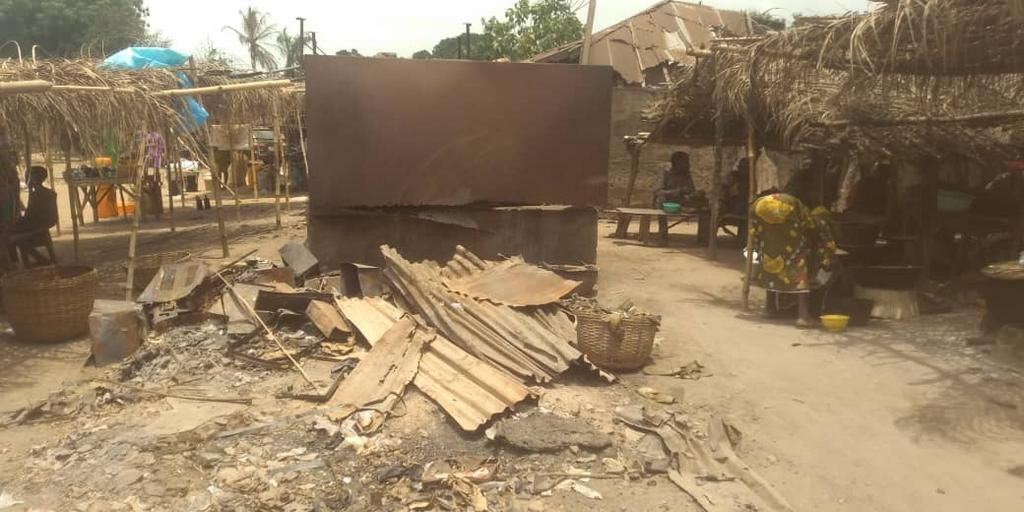 One of the stalls razed by herdsmen in the market. (Pulse)