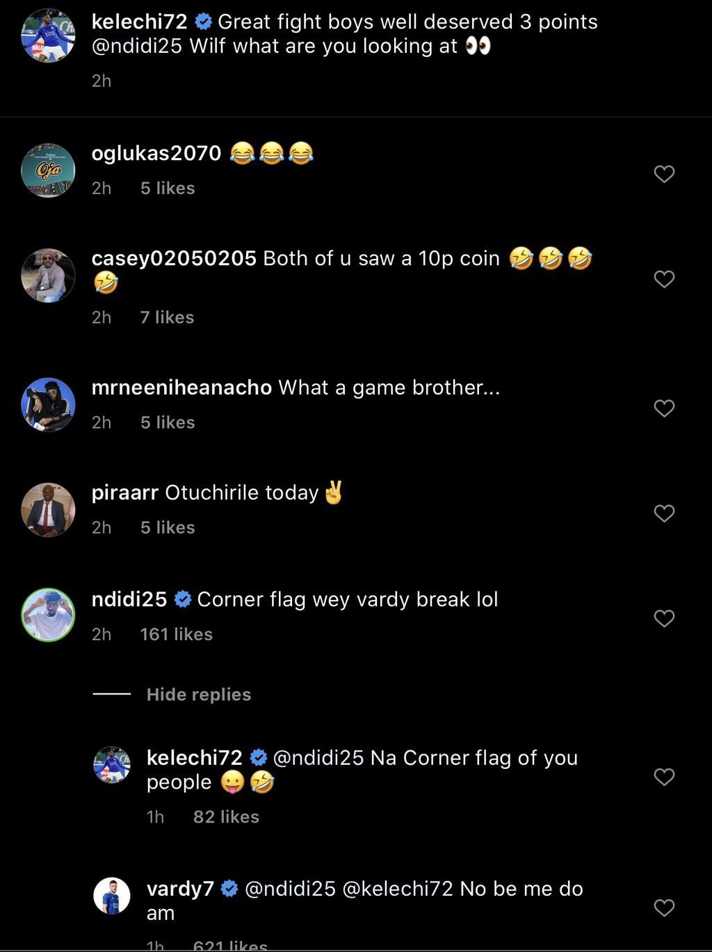 Jamie Vardy drops pidgin English on Instagram (Insatgram)