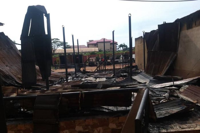 INEC Anambra State Headquarters office was burnt by arsonists [INEC]