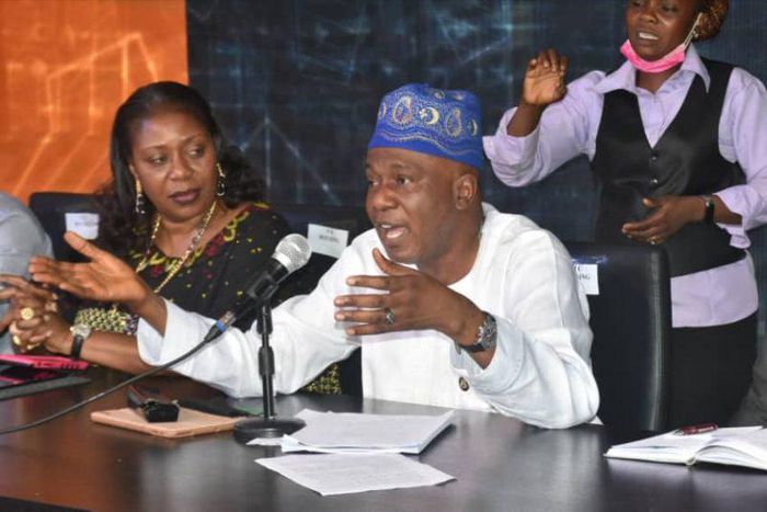 From left, Special Adviser to the Governor on Housing, Mrs Toke Benson-Awoyinka; Commissioner for Housing, Mr Moruf Akinderu-Fatai; Commissioner for Information & Strategy, Mr Gbenga Omotoso and Permanent Secretary Ministry of Information & Strategy, M...