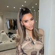 Kim Kardashian in a sleek high ponytail {instagram/kimkardashian}