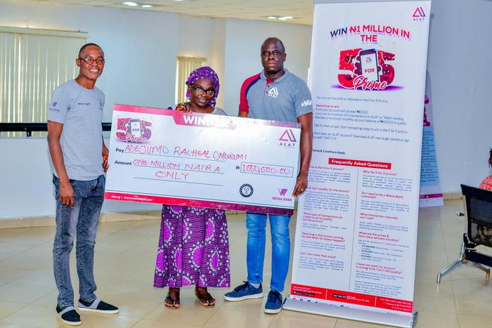 A winner with the Wema Bank team