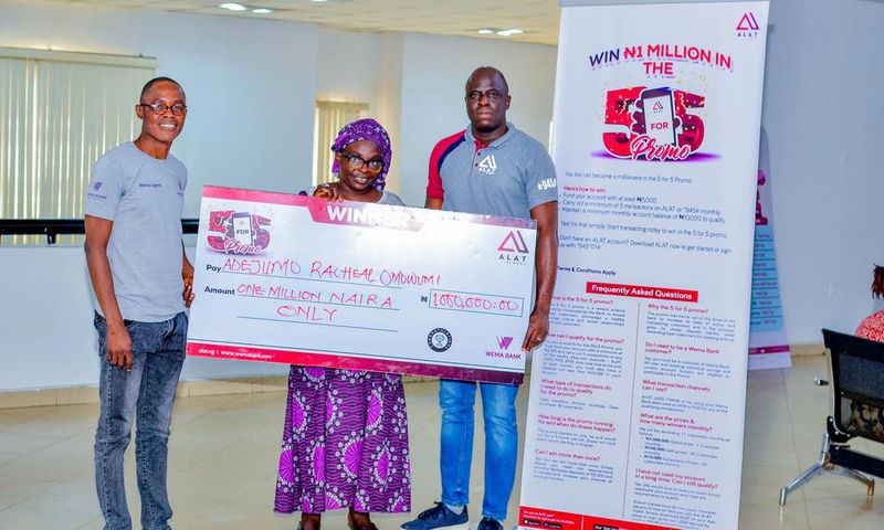 A winner with the Wema Bank team
