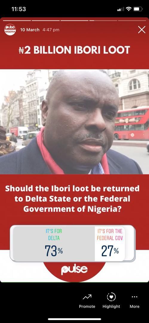 Ibori loot poll by Pulse