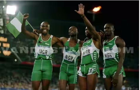 Olapade Adeniken, Davidson Ezinwa, Chidi Imoh, and Oluyemi Kayode