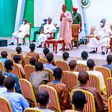 President Muhammadu Buhari addressing Kankara schoolboys after regaining freedom from Boko Haram captivity (Channels TV)