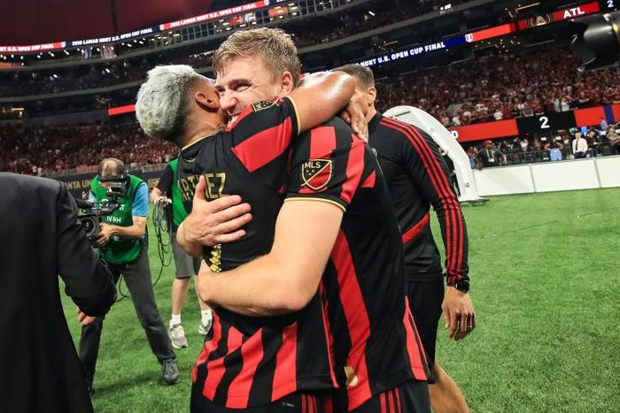 Atlanta United FC players celebrate their 2019 US Open Cup victory over Minnesota