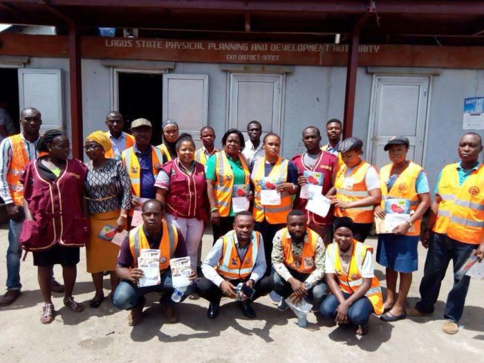 A team of LASBCA officials during sensitisation campaign against construction without permit in 2018 (PMNEWS)