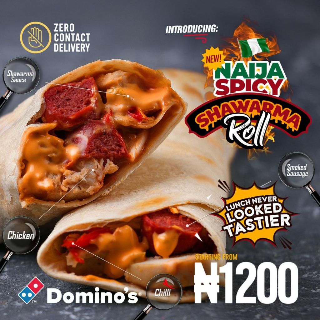 Experience the true spirit of Naija with the new spicy Shawarma Pizza & Shawarma Roll from Domino's Pizza!