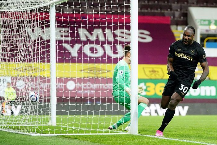 Two good: Michail Antonio (right)scored twice as West Ham beat Burnley 2-1