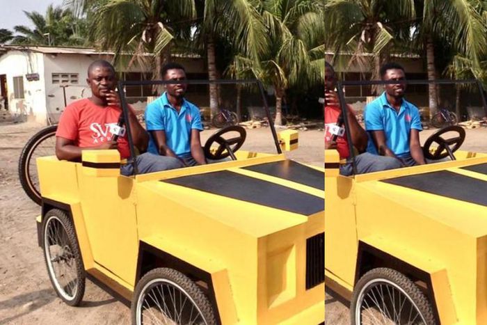 Talented Ghanaian young man invents wooden ‘paddle car’