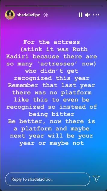 Ladipo says people will only be celebrated when they celebrate the achievements of others. [Instagram/ShadeLadipo]