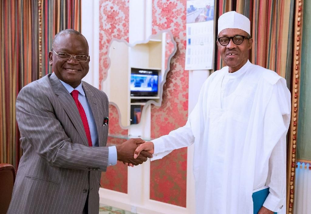President Muhammadu Buhari with Benue state governor, Samuel Ortom