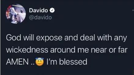 Davido embarks on spiritual warfare against household enemies [Twitter/Davido]