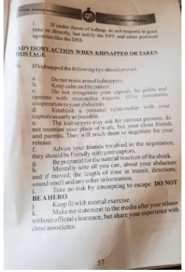 A section of the NYSC handout.
