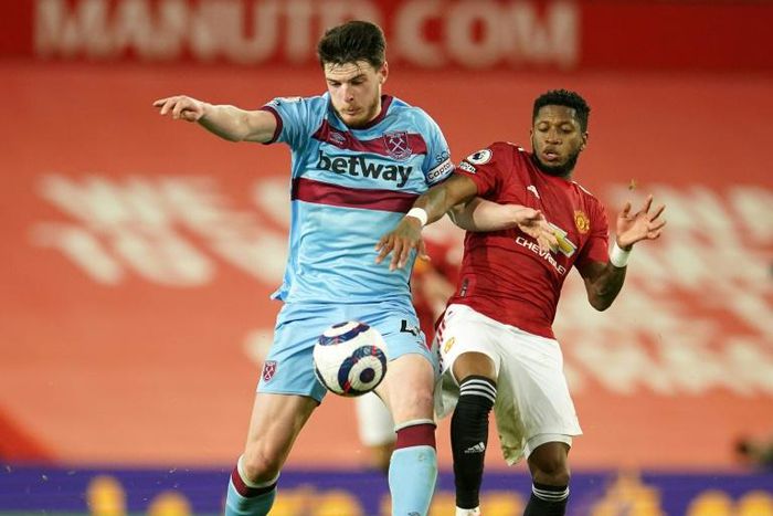 West Ham's Declan Rice (left)could be out for four weeks