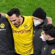Mats Hummels (C) has shaken off an akle injury suffered against Lazio on Wednesday and could play for Dortmund at Eintracht Frankfurt on Saturday
