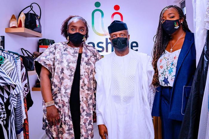 From left: The Convener Of DashMe Foundation, Mrs. Kemi Adeosun;the Vice President of Nigeria,Prof. Yemi Osinbajo and DashMe Chief Executive Officer, Omorinsola Arogundade at the launch of DashMe Foundation at Lekki  Lagos.