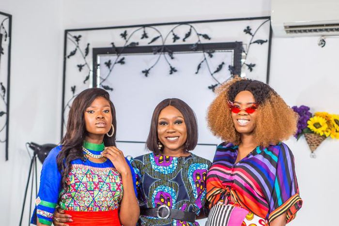 Teni Oluwo, Rhonda Ebun and Toke Oluwo on the set of Style 411