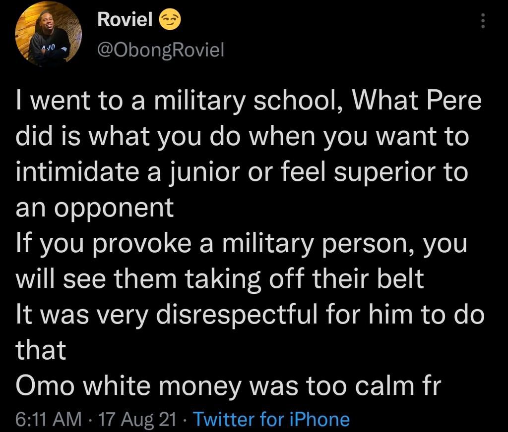 Whitemoney versus Pere Twitter reaction [Twitter]