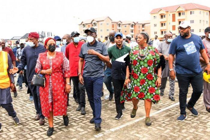 L-R: Permanent Secretary, Ministry of Housing; Mr Wasiu Akewusola; Commissioner for the Environment & Water Resources, Mr Tunji Bello; Special Adviser to the Governor on Works & Infrastructure, Mrs Aramide Adeyoye; Gov. Babajide Sanwo-Olu; General Mana...