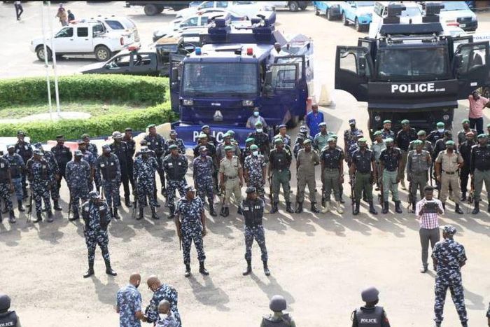 Security Operatives occupy the Gani Fawehinmi Park in Lagos (Sleek Gist)