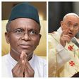 L-R  Kaduna State governor, Nasir El-Rufai; Pope Francis; President Muhammadu Buhari